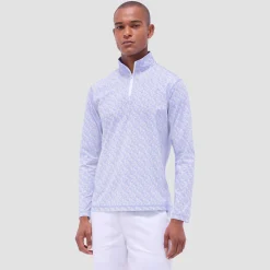 Anthony Leaf Print OoohCotton Quarter-Zip Pullover