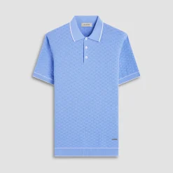 Basket Stitch Three Button Polo Sweater
