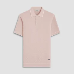 Basket Stitch Three Button Polo Sweater