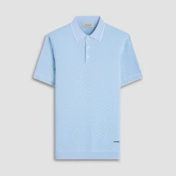 Basket Stitch Three Button Polo Sweater
