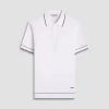 Basket Stitch Three Button Polo Sweater