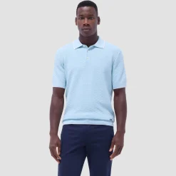 Basket Stitch Three Button Polo Sweater