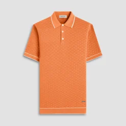 Basket Stitch Three Button Polo Sweater