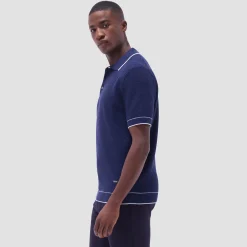 Basket Stitch Three Button Polo Sweater
