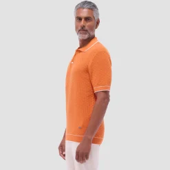 Basket Stitch Three Button Polo Sweater