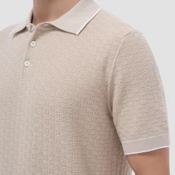 Basket Stitch Three Button Polo Sweater