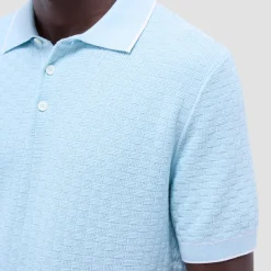 Basket Stitch Three Button Polo Sweater