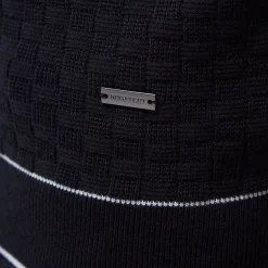 Basket Stitch Three Button Polo Sweater