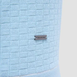 Basket Stitch Three Button Polo Sweater