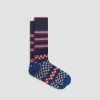 Checkerboard and Stripe Mid-Calf Socks