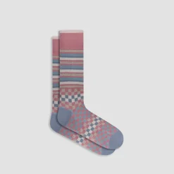 Checkerboard and Stripe Mid-Calf Socks