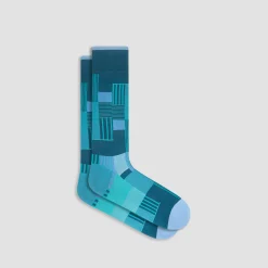 Check-Stripe Mid-Calf Socks
