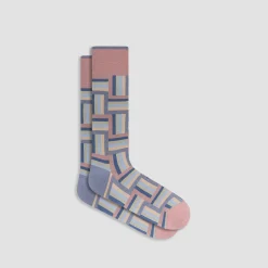 Check-Stripe Mid-Calf Socks