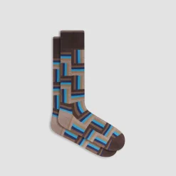 Check-Stripe Mid-Calf Socks