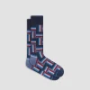 Check-Stripe Mid-Calf Socks
