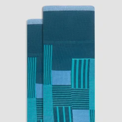 Check-Stripe Mid-Calf Socks