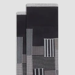 Check-Stripe Mid-Calf Socks