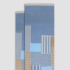 Check-Stripe Mid-Calf Socks