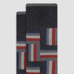 Check-Stripe Mid-Calf Socks