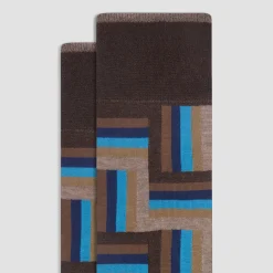 Check-Stripe Mid-Calf Socks