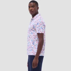 Hendrix Feather Leaf Print Polo Shirt