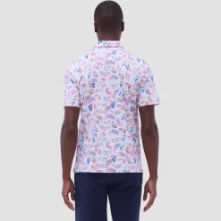 Hendrix Feather Leaf Print Polo Shirt