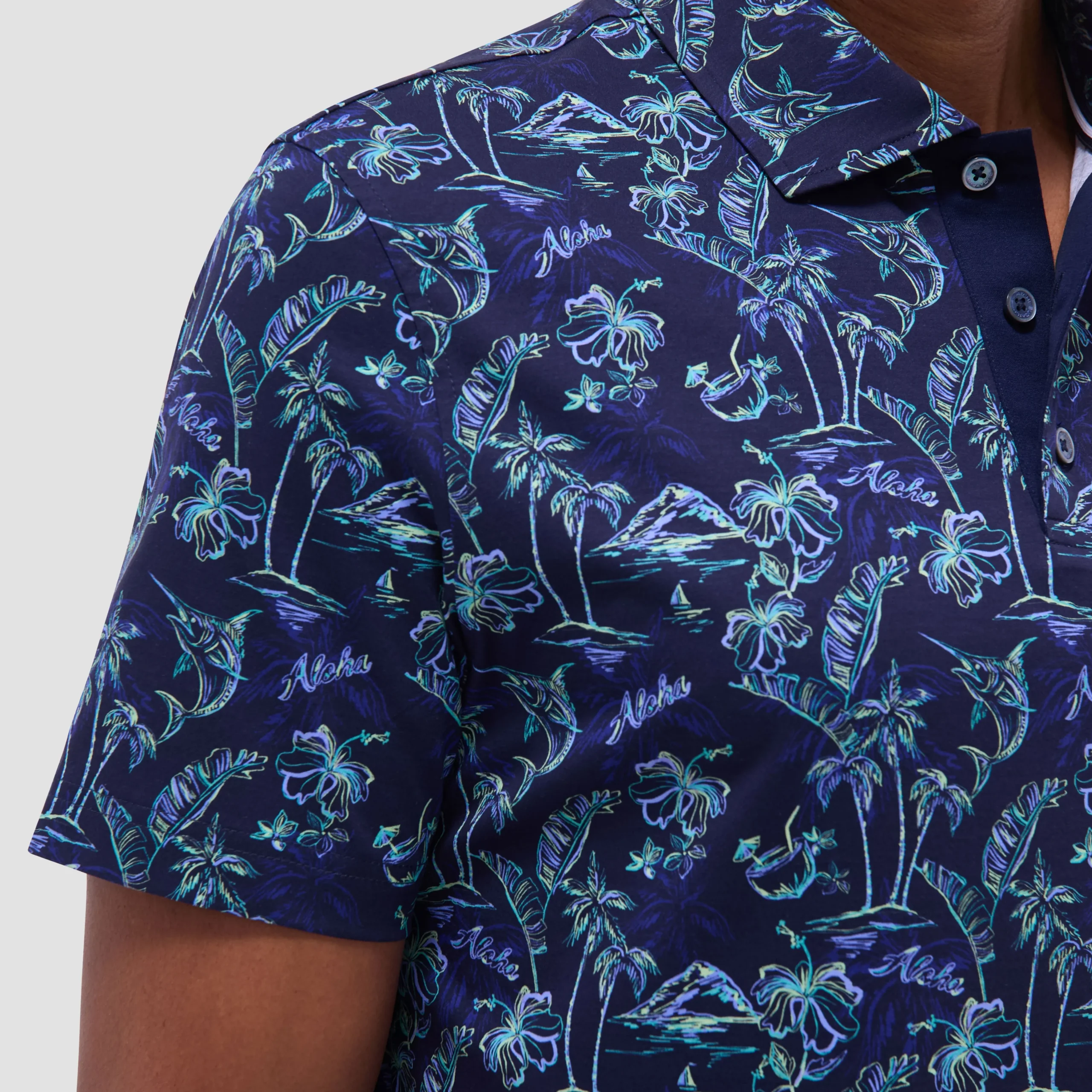 Hendrix Hawaiian Print Polo Shirt