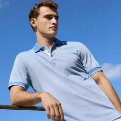 Leaf Print Bird's Eye Polo Shirt