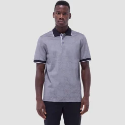 Leaf Print Bird's Eye Polo Shirt