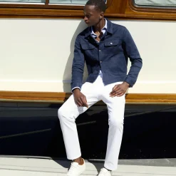 Linen-Cotton Trucker Jacket