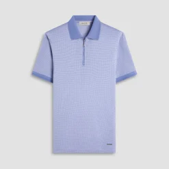 Micro Check Quarter-Zip Polo Shirt