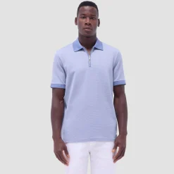 Micro Check Quarter-Zip Polo Shirt
