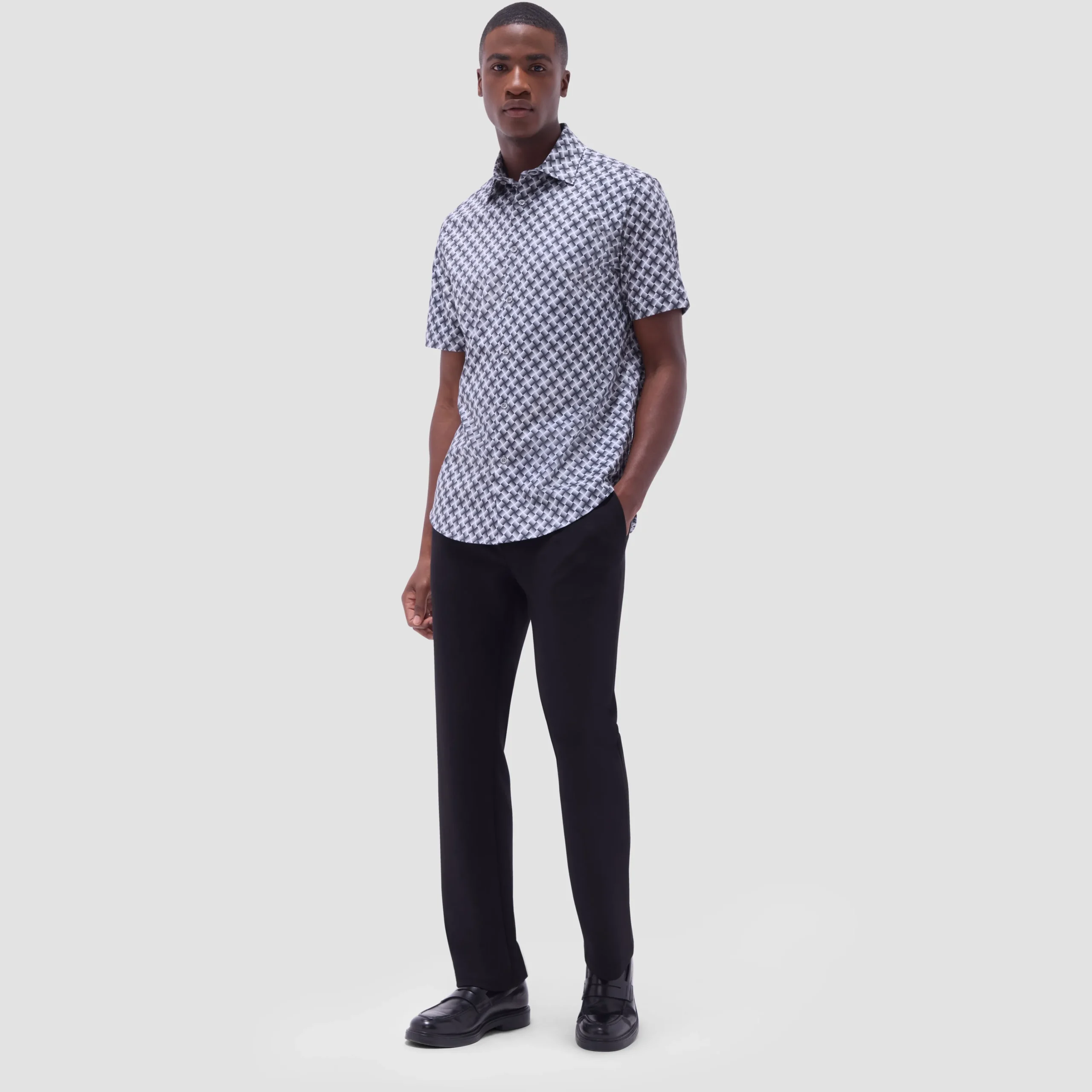 Miles Basketweave OoohCotton Short-Sleeve Shirt