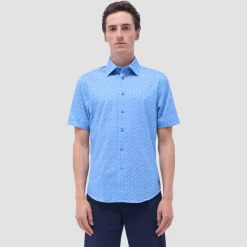 Miles Feather Print OoohCotton Short-Sleeve Shirt