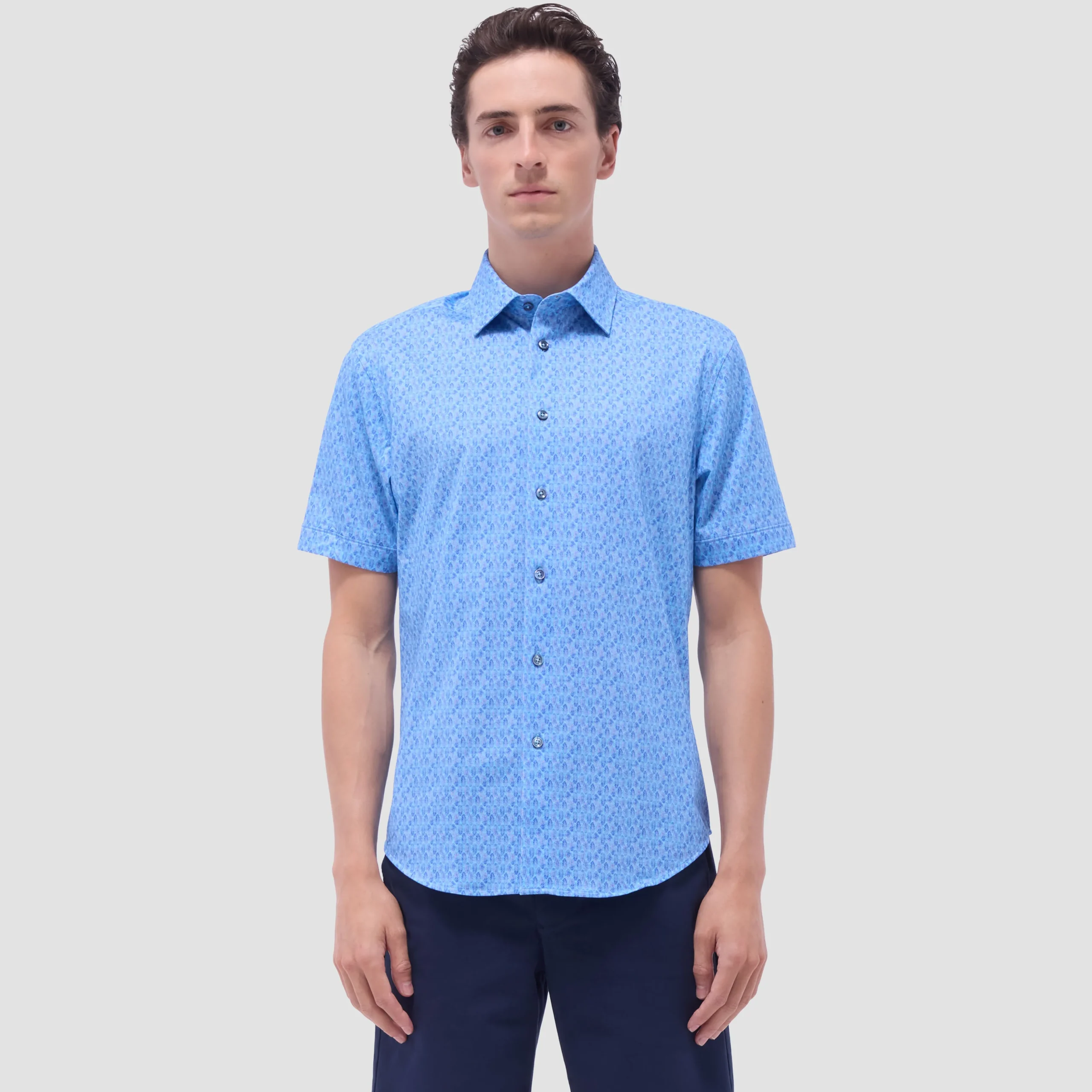 Miles Feather Print OoohCotton Short-Sleeve Shirt