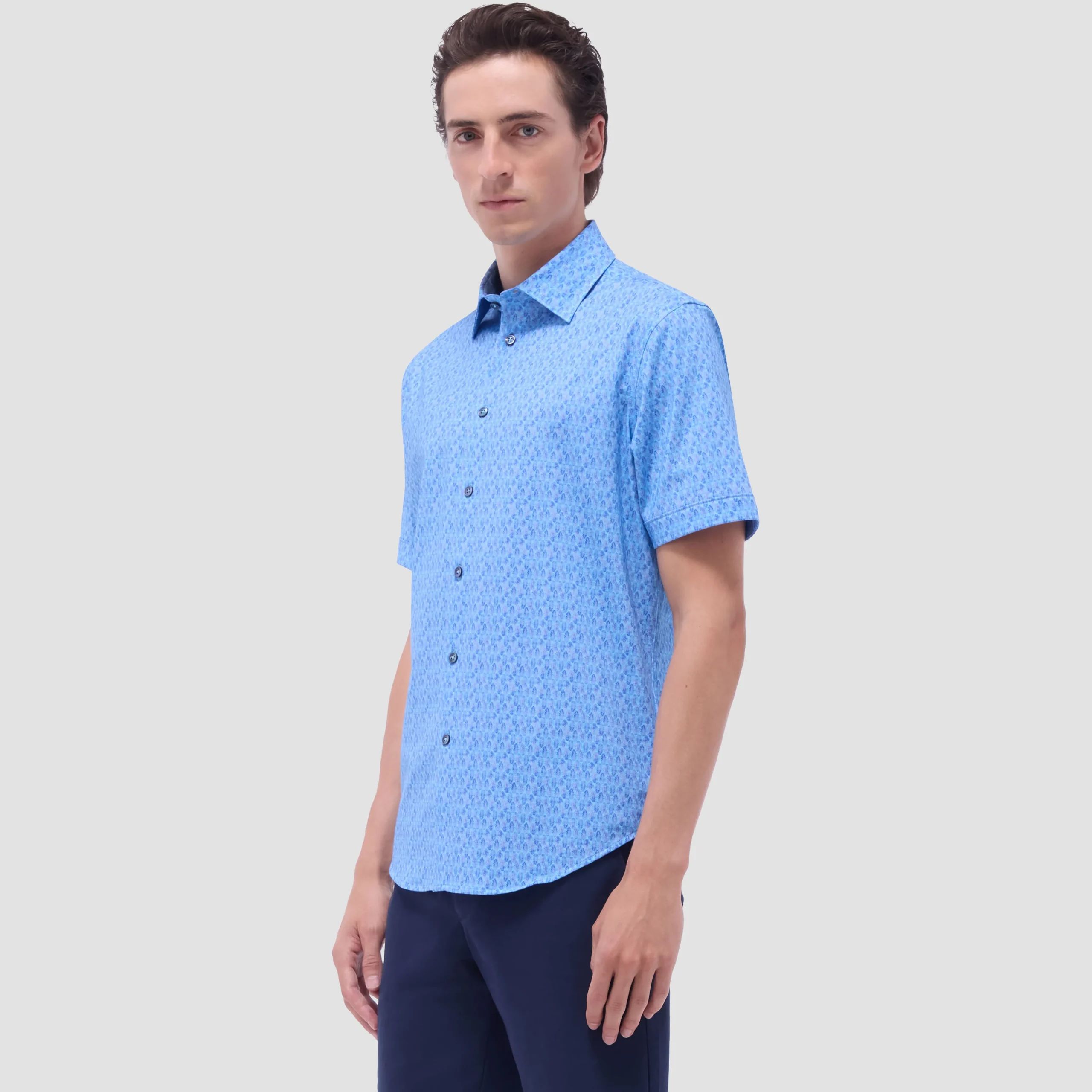 Miles Feather Print OoohCotton Short-Sleeve Shirt