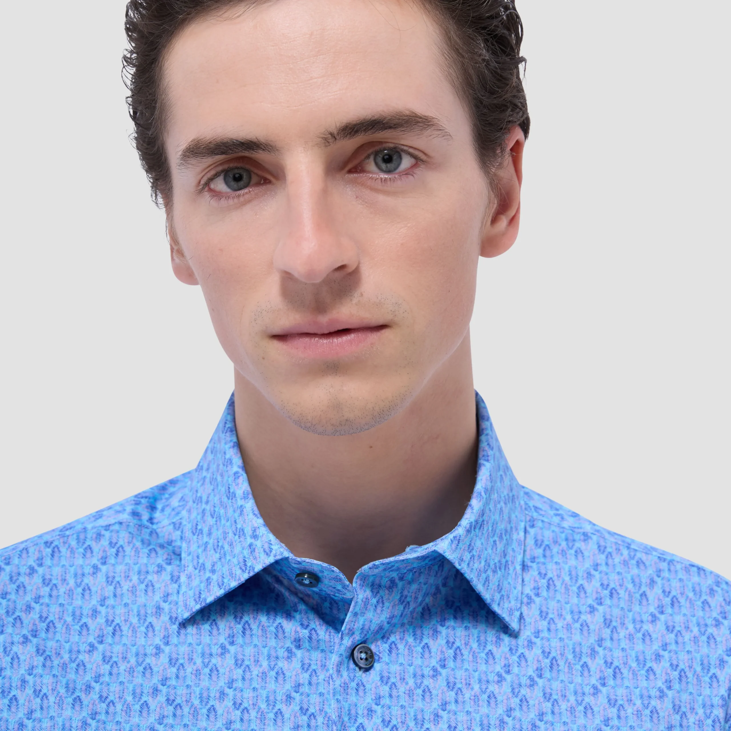 Miles Feather Print OoohCotton Short-Sleeve Shirt