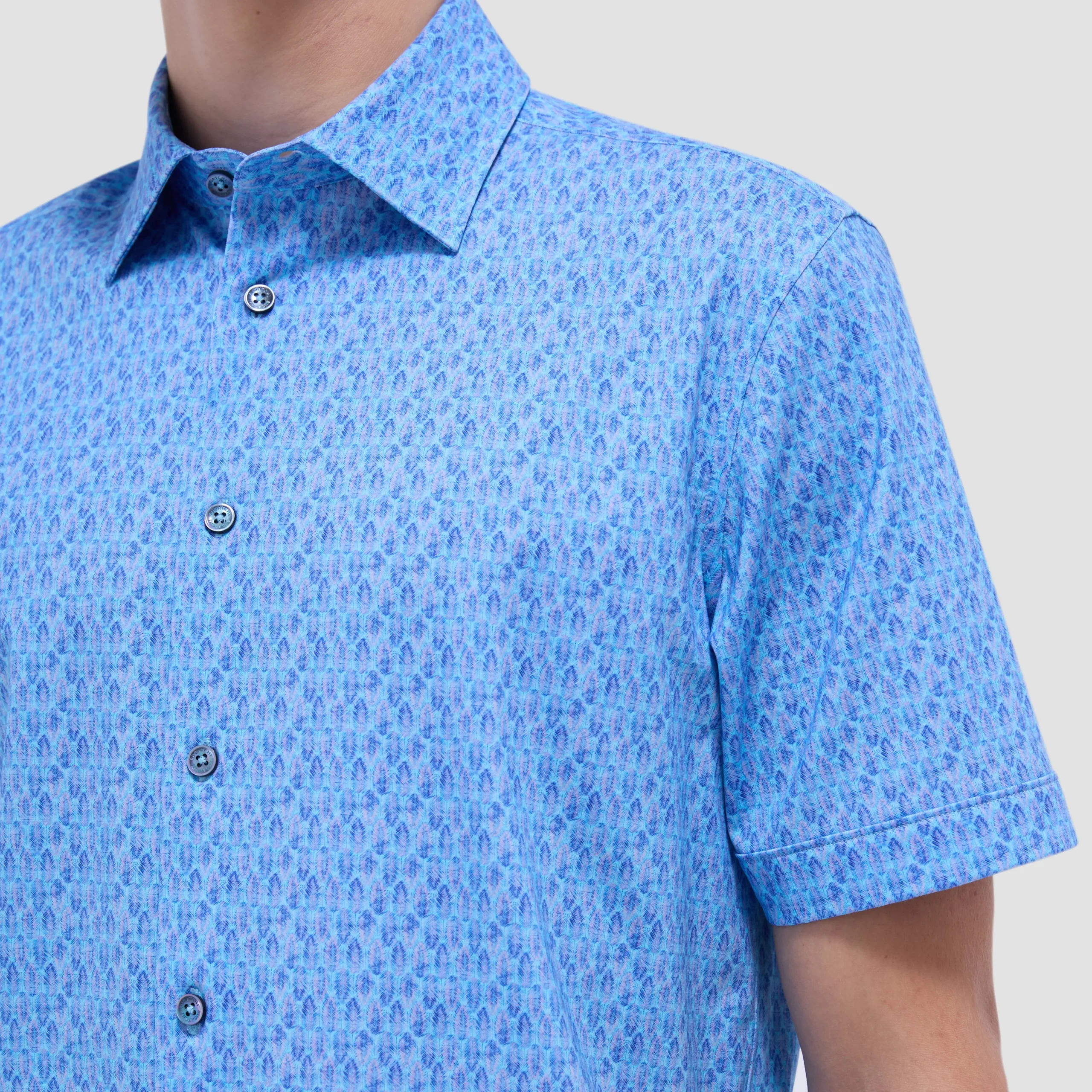 Miles Feather Print OoohCotton Short-Sleeve Shirt