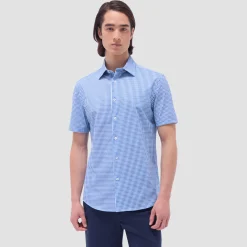 Miles Gingham Check OoohCotton Short-Sleeve Shirt