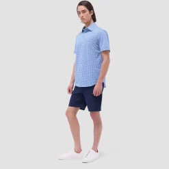 Miles Gingham Check OoohCotton Short-Sleeve Shirt