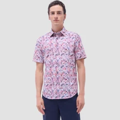 Miles Leaf Print OoohCotton Short-Sleeve Shirt