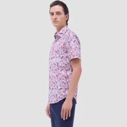 Miles Leaf Print OoohCotton Short-Sleeve Shirt
