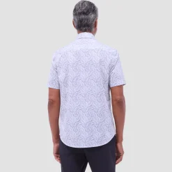 Miles Leaf Print OoohCotton Short-Sleeve Shirt