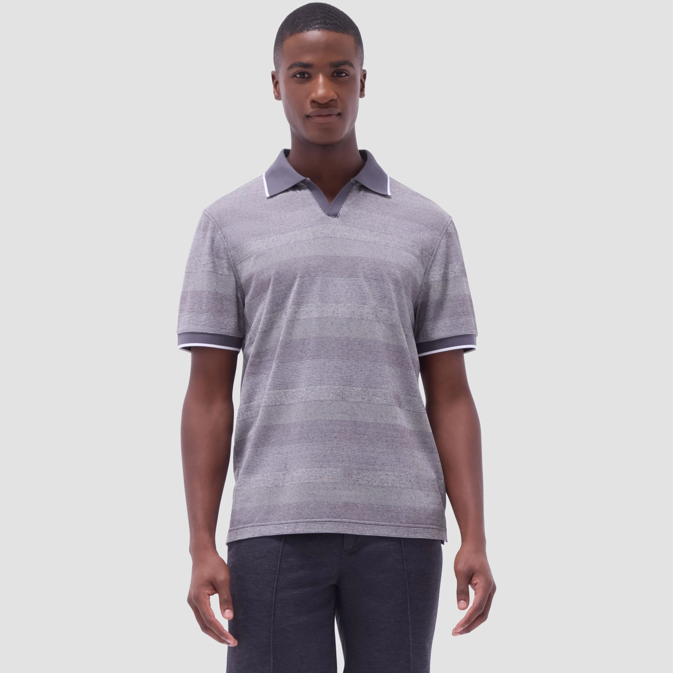 Mixed Media Johnny Collar Polo Shirt
