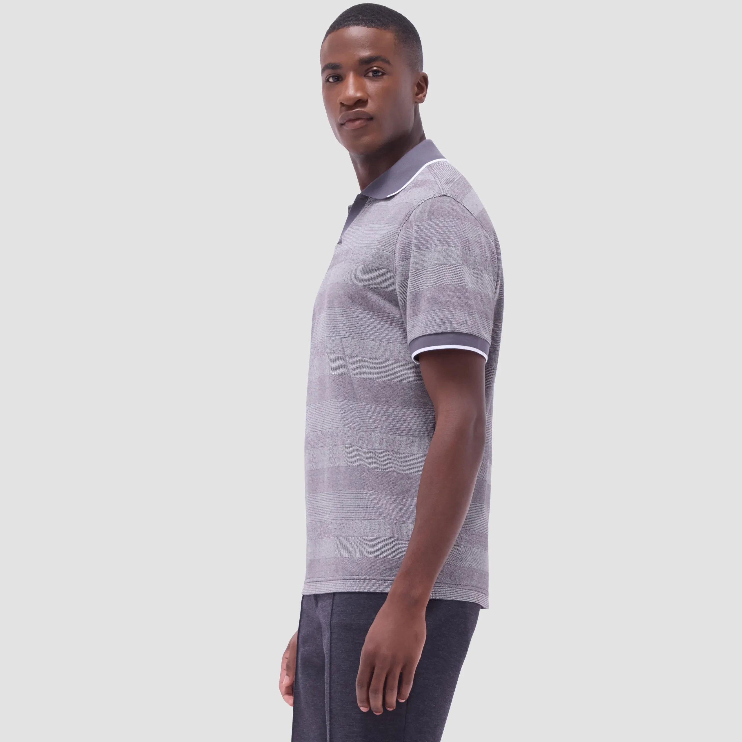 Mixed Media Johnny Collar Polo Shirt