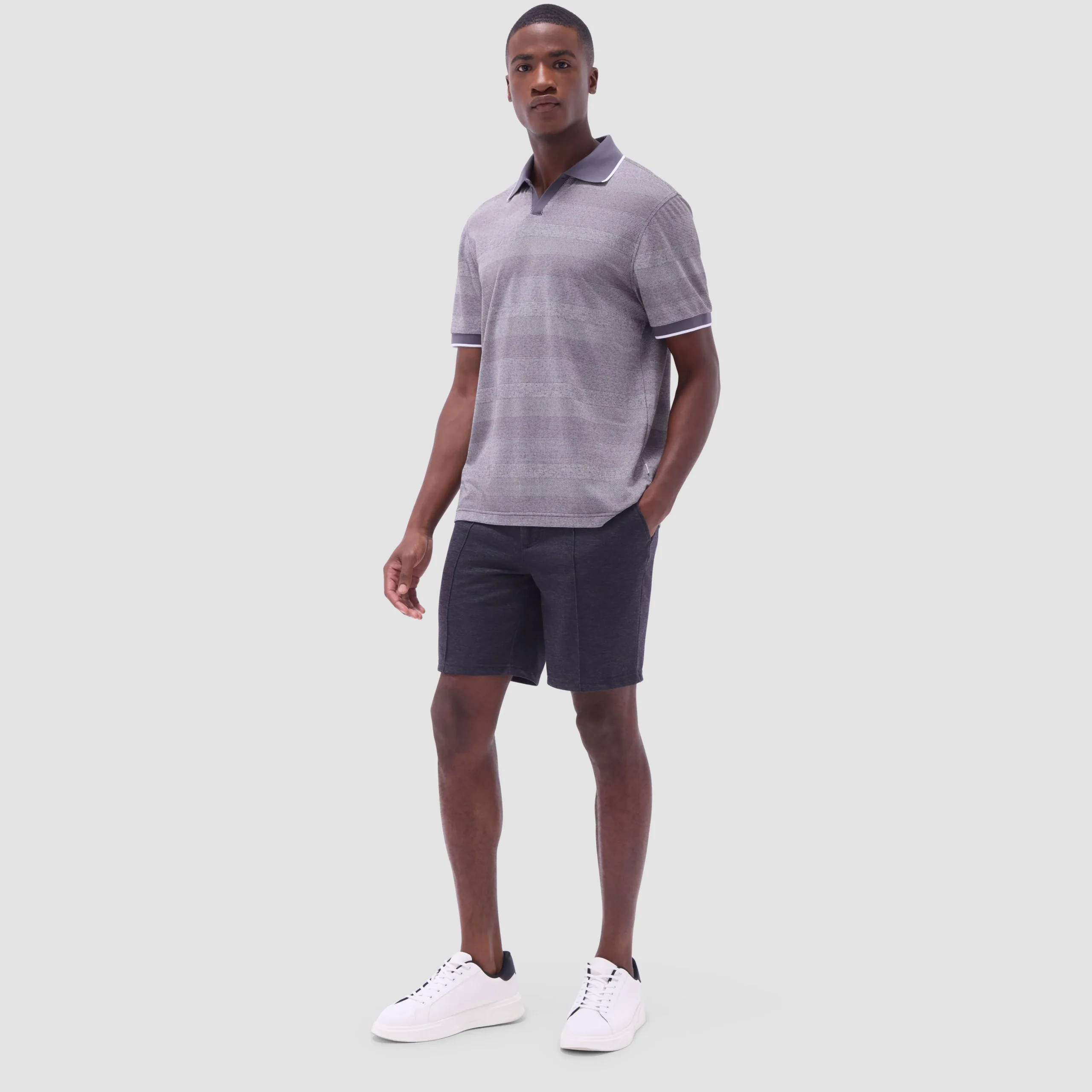 Mixed Media Johnny Collar Polo Shirt
