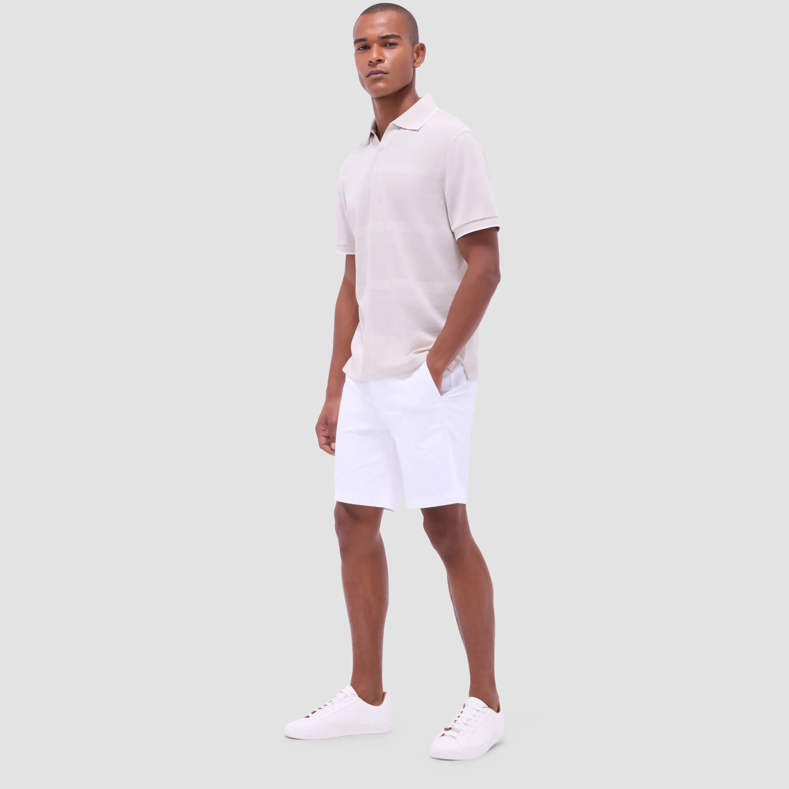 Mixed Media Johnny Collar Polo Shirt