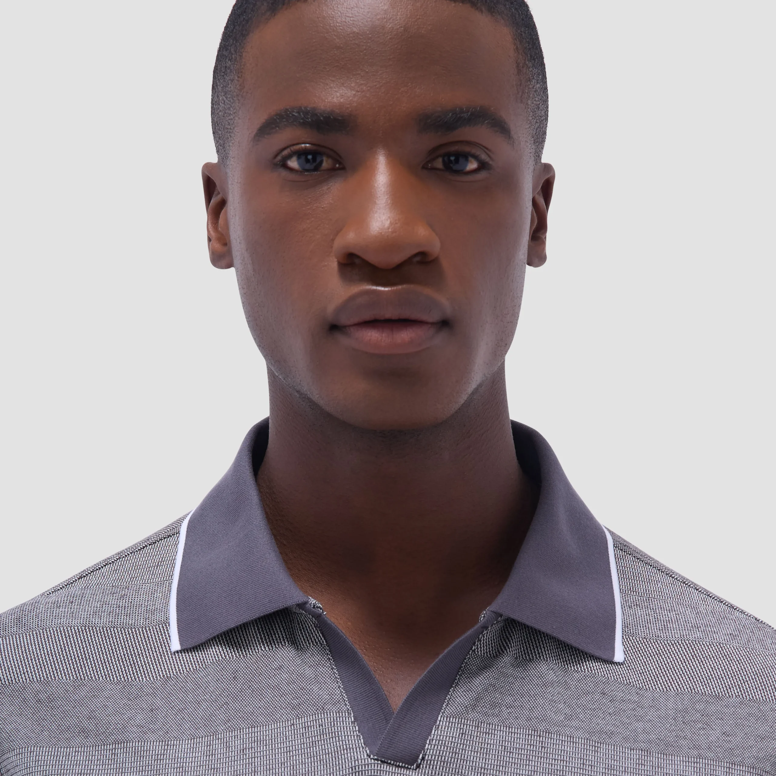 Mixed Media Johnny Collar Polo Shirt