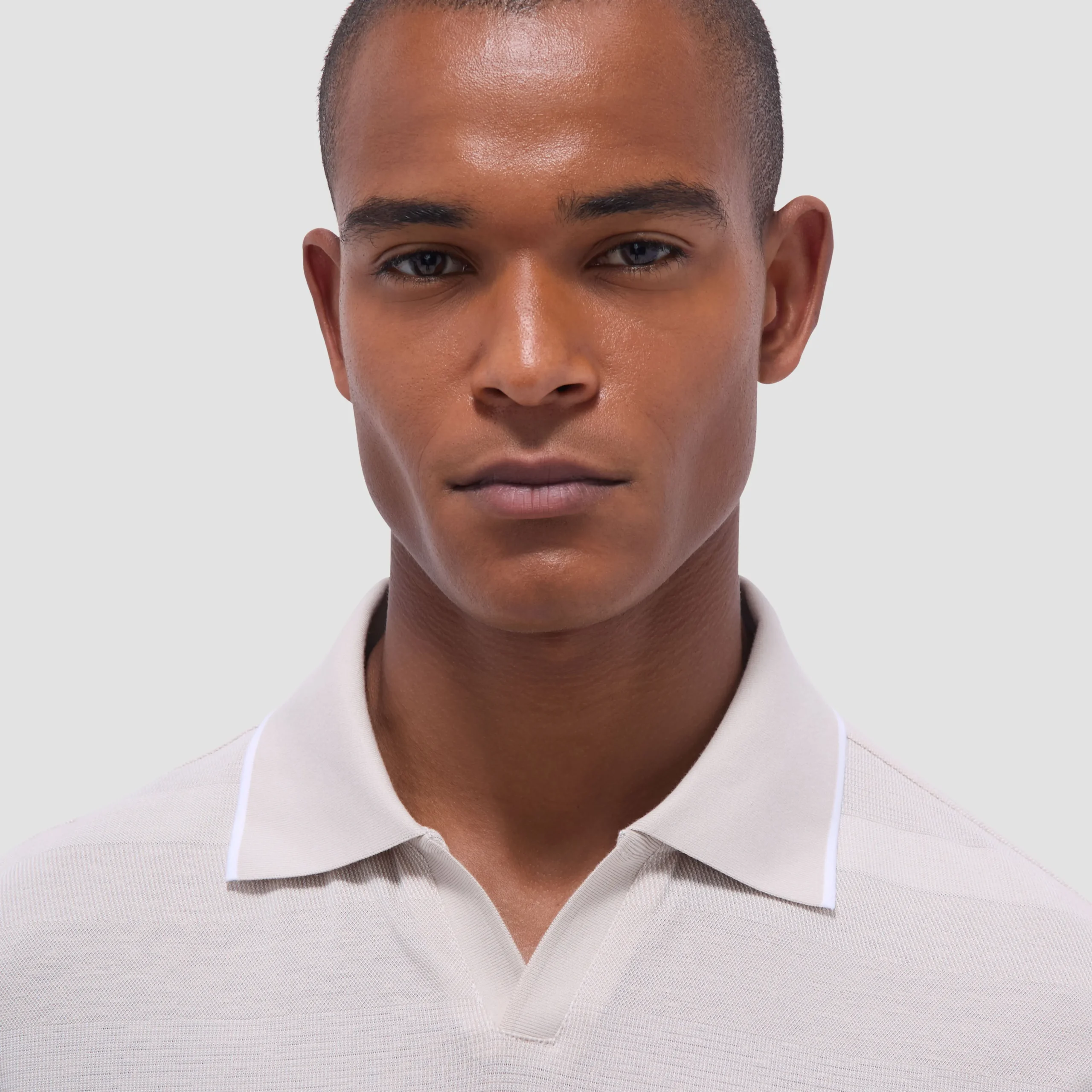 Mixed Media Johnny Collar Polo Shirt