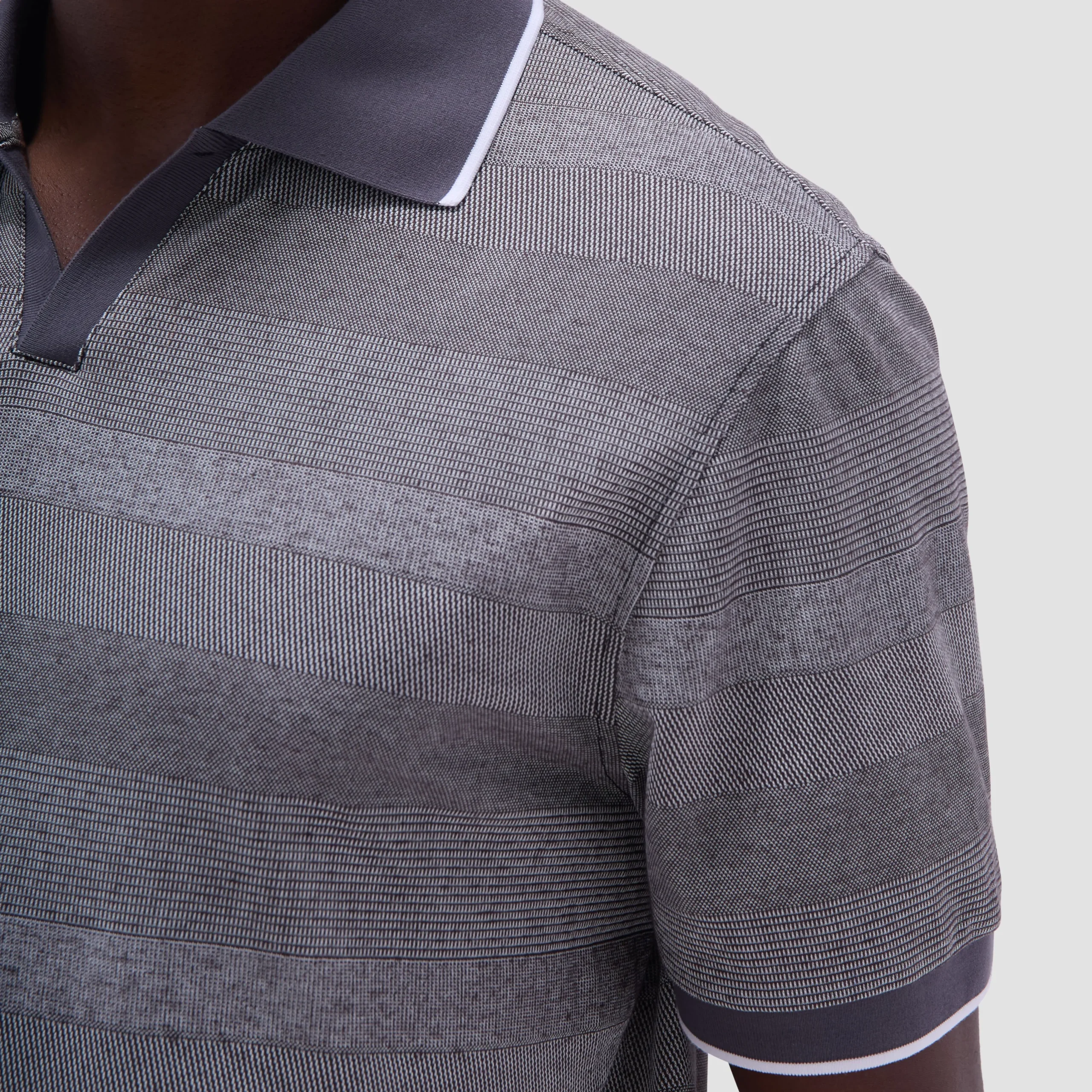 Mixed Media Johnny Collar Polo Shirt